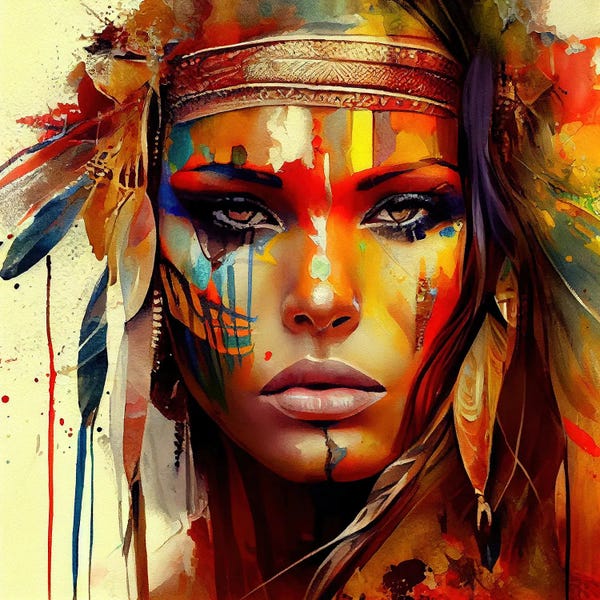 Indigenous & Native American Culture: Powerful American Native Woman VI by Chromatic Fusion Studio
