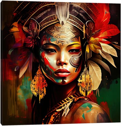 Powerful Asian Warrior Woman I Canvas Art Print - Chromatic Fusion Studio