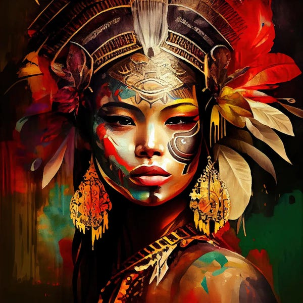 Medium: Powerful Asian Warrior Woman I by Chromatic Fusion Studio