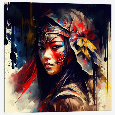 Powerful Asian Warrior Woman II Canvas Print #CFS188} by Chromatic Fusion Studio Canvas Art Print