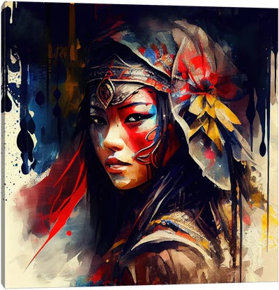 Powerful Asian Warrior Woman II Canvas Art Print - Chromatic Fusion Studio