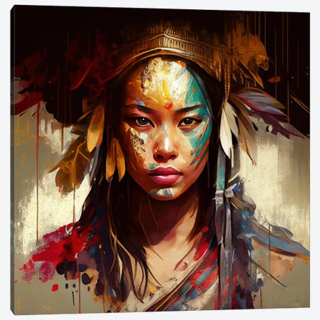 Powerful Asian Warrior Woman III Canvas Print #CFS189} by Chromatic Fusion Studio Art Print