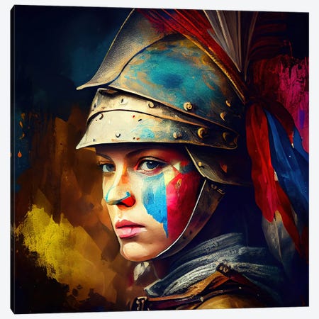Powerful Medieval Warrior Woman II Canvas Print #CFS193} by Chromatic Fusion Studio Canvas Art