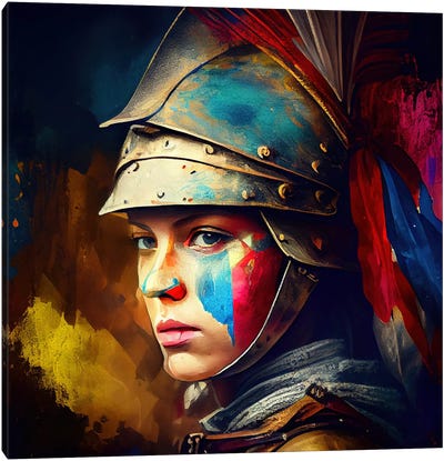 Powerful Medieval Warrior Woman II Canvas Art Print - Chromatic Fusion Studio