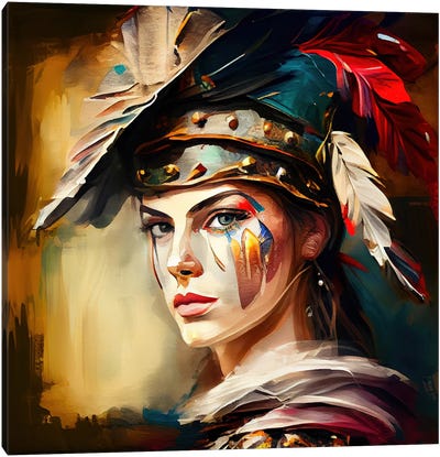 Powerful Medieval Warrior Woman III Canvas Art Print - Chromatic Fusion Studio