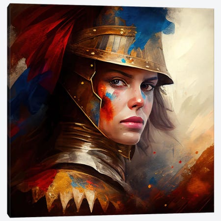 Powerful Medieval Warrior Woman IV Canvas Print #CFS195} by Chromatic Fusion Studio Canvas Print