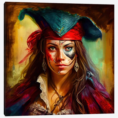 Powerful Pirate Woman II Canvas Print #CFS197} by Chromatic Fusion Studio Art Print