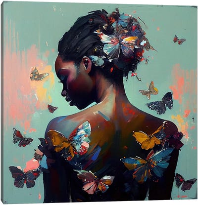 Powerful Butterfly Woman Body I Canvas Art Print - Chromatic Fusion Studio