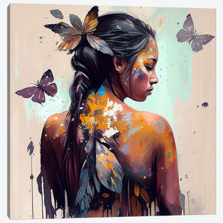 Powerful Butterfly Woman Body II Canvas Print #CFS199} by Chromatic Fusion Studio Canvas Wall Art