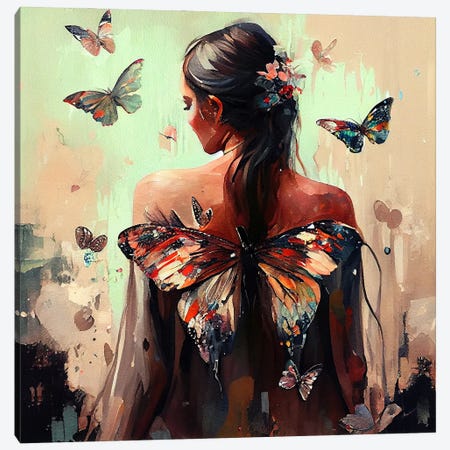 Powerful Butterfly Woman Body III Canvas Print #CFS200} by Chromatic Fusion Studio Canvas Art