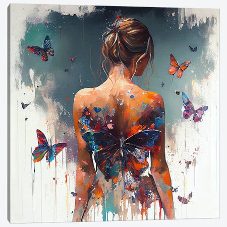 Powerful Butterfly Woman Body IV Canvas Print #CFS201} by Chromatic Fusion Studio Canvas Artwork