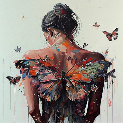 Powerful Butterfly Woman Body V by Chromatic Fusion Studio canvas print