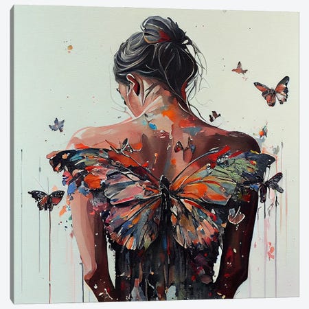 Powerful Butterfly Woman Body V Canvas Print #CFS202} by Chromatic Fusion Studio Canvas Art