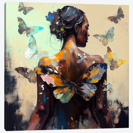 Powerful Butterfly Woman Body VI Canvas Print #CFS203} by Chromatic Fusion Studio Canvas Art