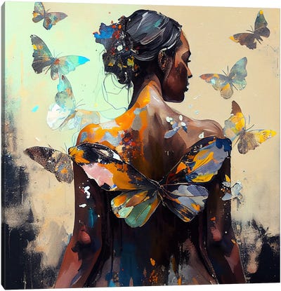 Powerful Butterfly Woman Body VI Canvas Art Print - Chromatic Fusion Studio