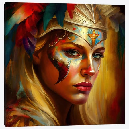 Powerful Warrior Woman I Canvas Print #CFS204} by Chromatic Fusion Studio Canvas Print