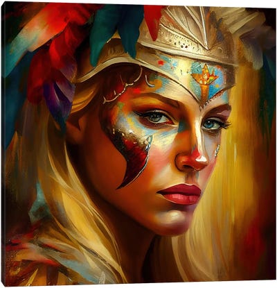 Powerful Warrior Woman I Canvas Art Print - Chromatic Fusion Studio