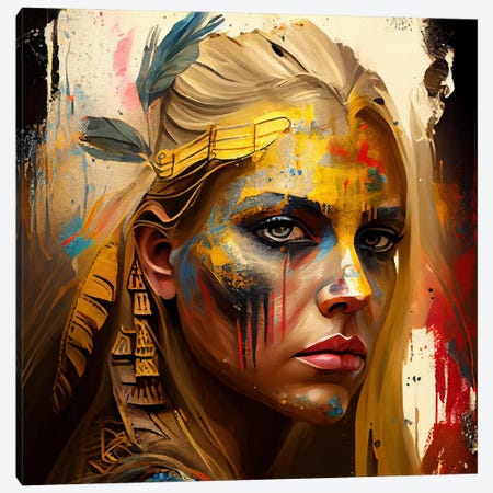 Powerful Warrior Woman II Canvas Print #CFS205} by Chromatic Fusion Studio Canvas Art Print