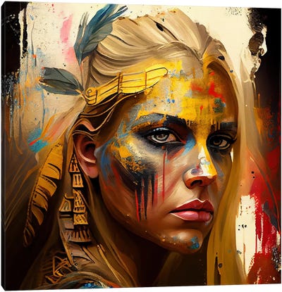 Powerful Warrior Woman II Canvas Art Print - Chromatic Fusion Studio
