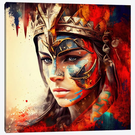 Powerful Warrior Woman III Canvas Print #CFS206} by Chromatic Fusion Studio Canvas Art Print