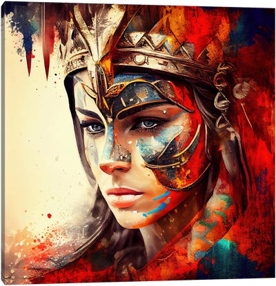 Powerful Warrior Woman III Canvas Art Print - Chromatic Fusion Studio