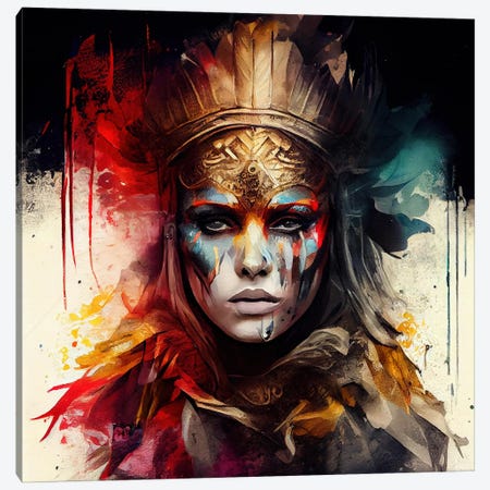 Powerful Warrior Woman IV Canvas Print #CFS207} by Chromatic Fusion Studio Art Print