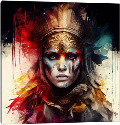 Powerful Warrior Woman IV Canvas Art Print - Chromatic Fusion Studio