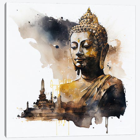 Watercolor Buddha I Canvas Print #CFS209} by Chromatic Fusion Studio Canvas Artwork