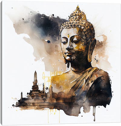 Watercolor Buddha I Canvas Art Print - Chromatic Fusion Studio