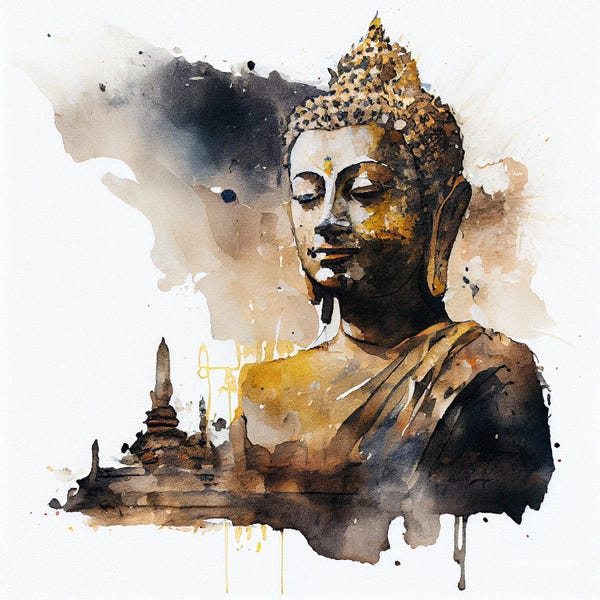 Southeast Asian Culture: Watercolor Buddha I by Chromatic Fusion Studio