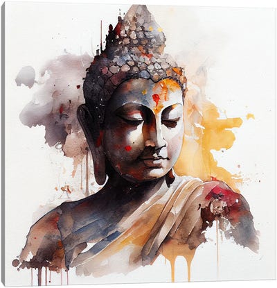 Watercolor Buddha III Canvas Art Print - Chromatic Fusion Studio