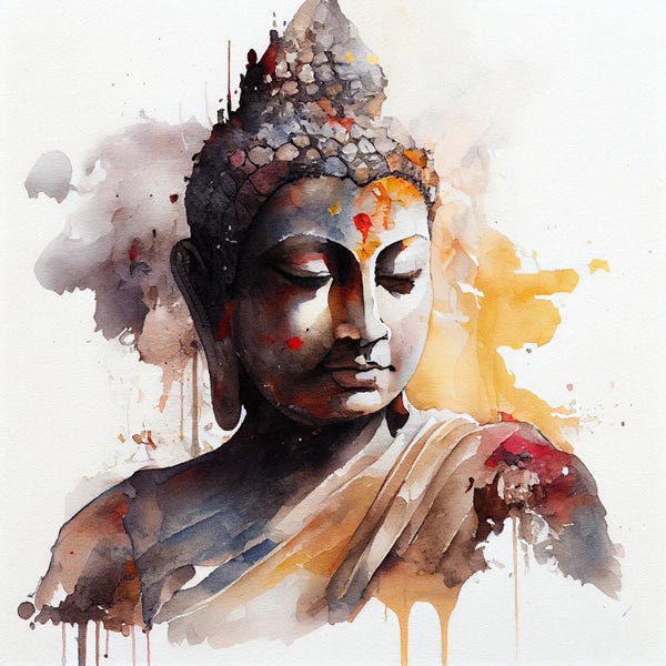 Hispanic & Latin American Artists: Watercolor Buddha III by Chromatic Fusion Studio
