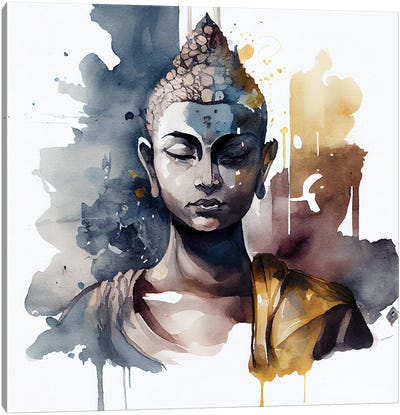 Watercolor Buddha V Canvas Art Print - Chromatic Fusion Studio