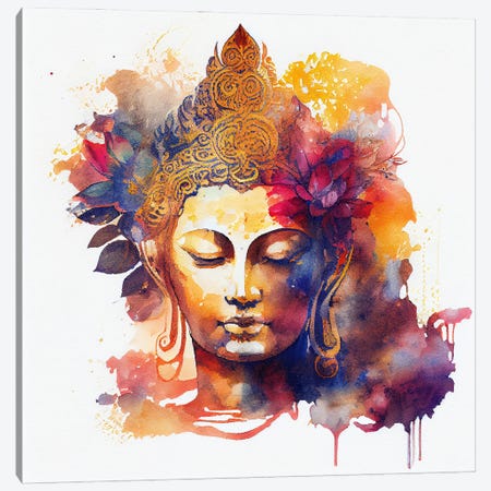 Watercolor Buddha VI Canvas Print #CFS214} by Chromatic Fusion Studio Canvas Art