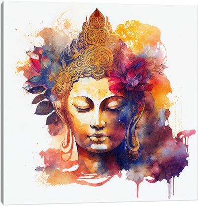 Watercolor Buddha VI Canvas Art Print - Chromatic Fusion Studio