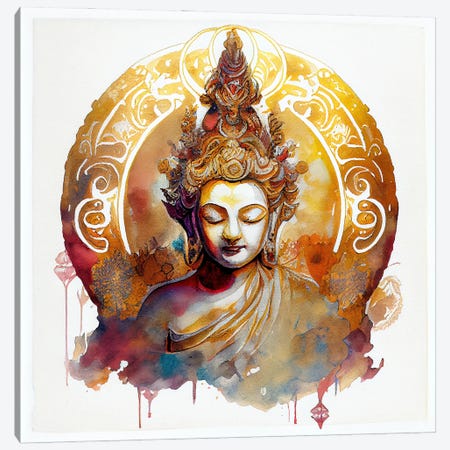 Watercolor Buddha VII Canvas Print #CFS215} by Chromatic Fusion Studio Canvas Wall Art