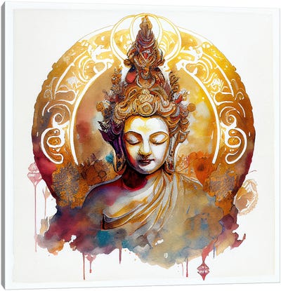Watercolor Buddha VII Canvas Art Print - Chromatic Fusion Studio