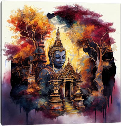 Watercolor Buddha VIII Canvas Art Print - Southeast Asian Culture