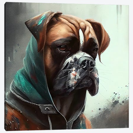 Watercolor Boxer Dog Canvas Print #CFS217} by Chromatic Fusion Studio Canvas Wall Art