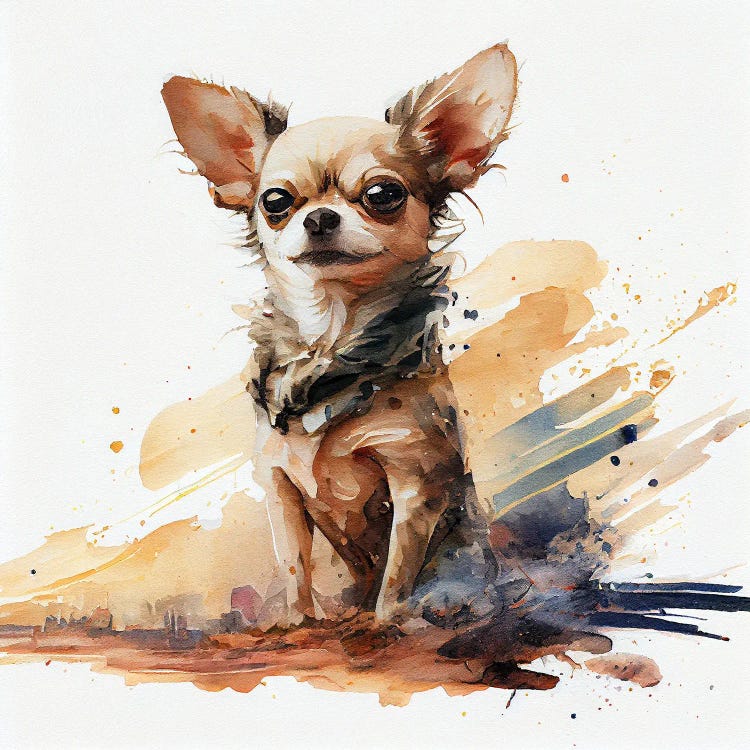Watercolor Chihuahua Dog by Chromatic Fusion Studio wall art