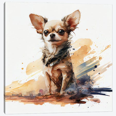 Watercolor Chihuahua Dog Canvas Print #CFS219} by Chromatic Fusion Studio Canvas Art Print