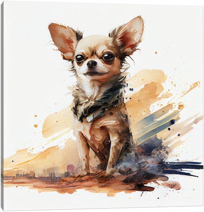 Watercolor Chihuahua Dog Canvas Art Print - Chromatic Fusion Studio