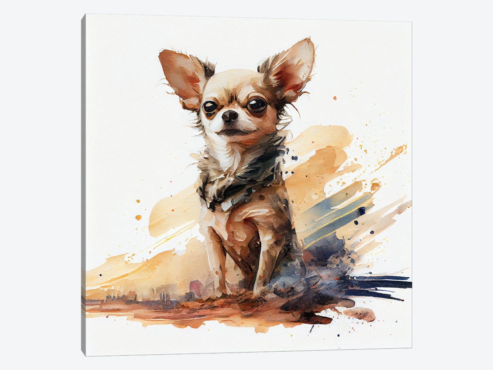 Watercolor Chihuahua Dog by Chromatic Fusion Studio 1-piece Canvas Art