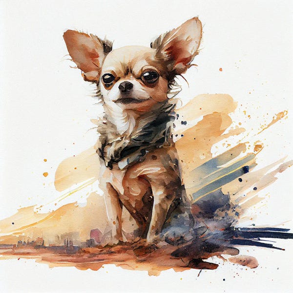Chihuahuas: Watercolor Chihuahua Dog by Chromatic Fusion Studio