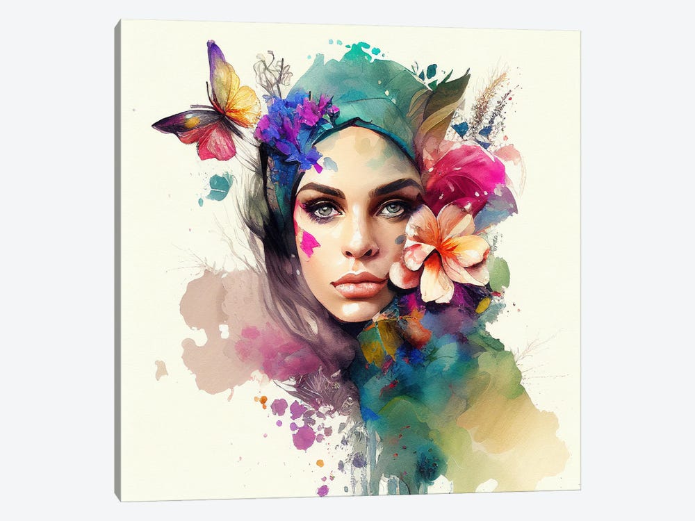 Watercolor Floral Arabian Woman X by Chromatic Fusion Studio 1-piece Art Print