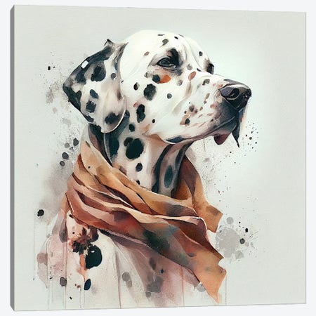 Watercolor Dalmatian Dog Canvas Print #CFS220} by Chromatic Fusion Studio Canvas Wall Art