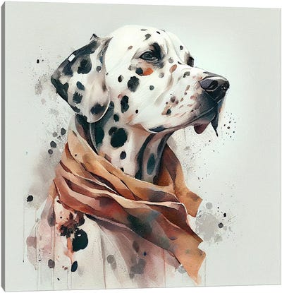 Watercolor Dalmatian Dog Canvas Art Print - Chromatic Fusion Studio