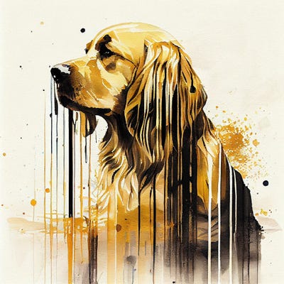 Watercolor Golden Retriever Dog by Chromatic Fusion Studio art print