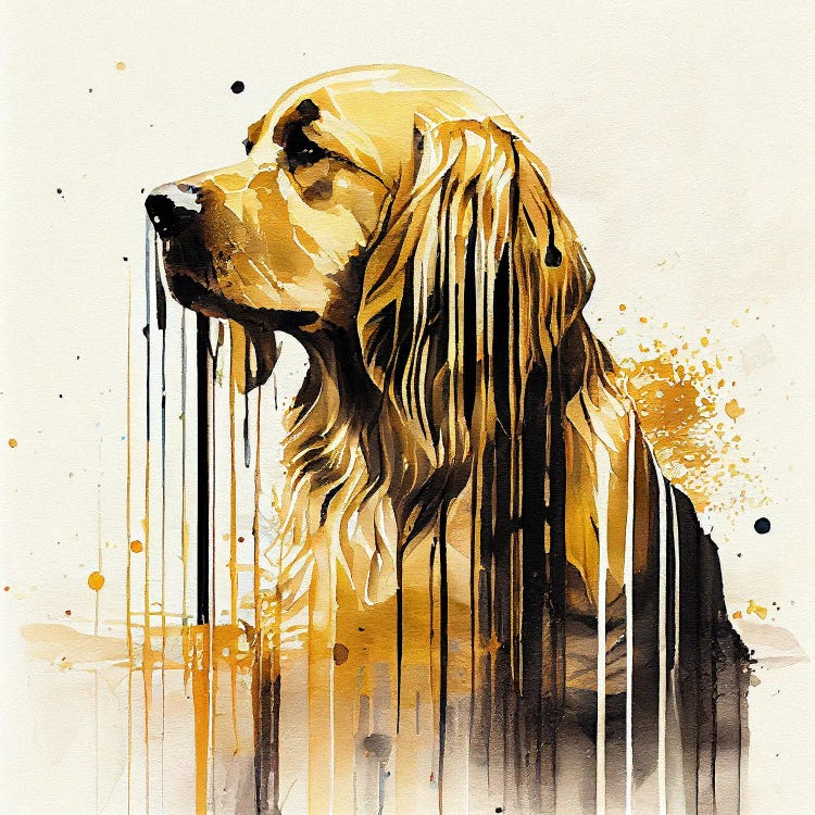 Watercolor Golden Retriever Dog by Chromatic Fusion Studio wall art