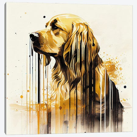 Watercolor Golden Retriever Dog Canvas Print #CFS222} by Chromatic Fusion Studio Canvas Artwork